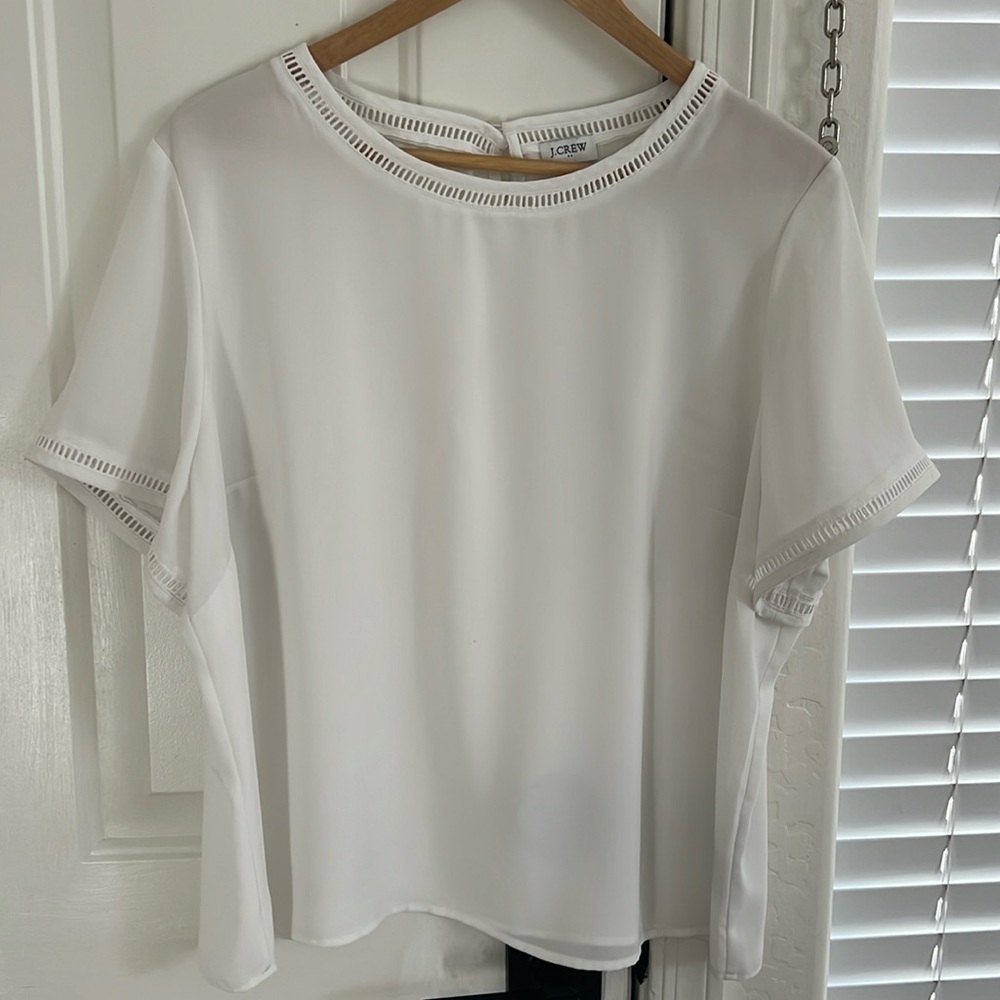 Soft White Ladder Trim Detail Blouse J Crew — XXL